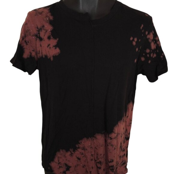 Affliction T Shirt Womens Size Medium Black Red Reed Stones Split Tie Dye SAMPLE - Picture 2 of 10